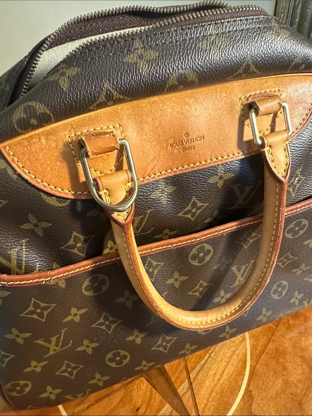 Authentic Louis Vuitton Monogram Deauville Bowling Vanity Handbag.